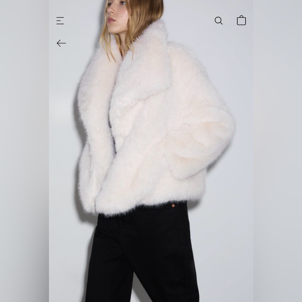Stradivarius Cream Teddy Jacket